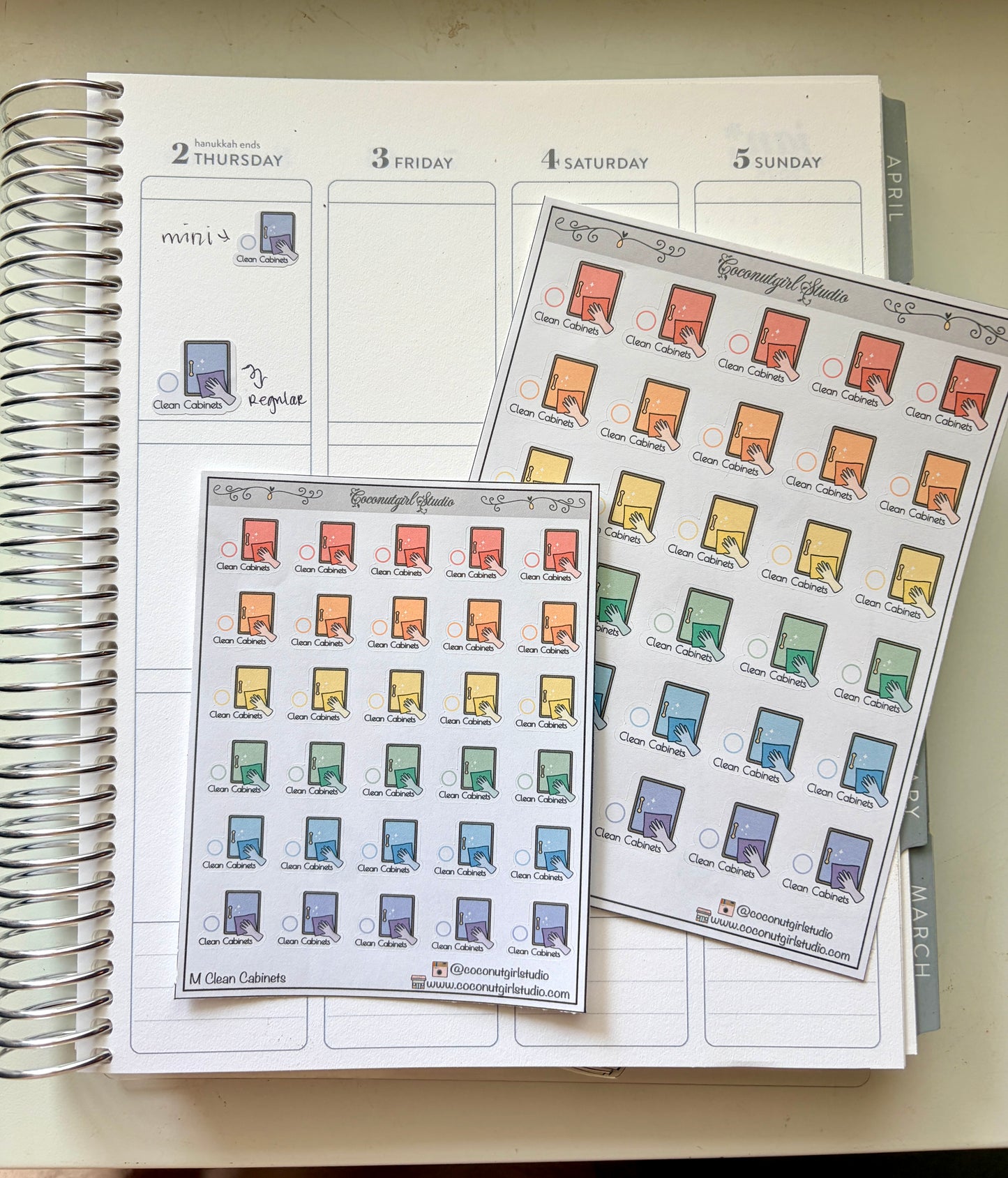 Monthly Cleaning Planner Stickers | Fridge, Oven & Cabinet Cleaning Icons