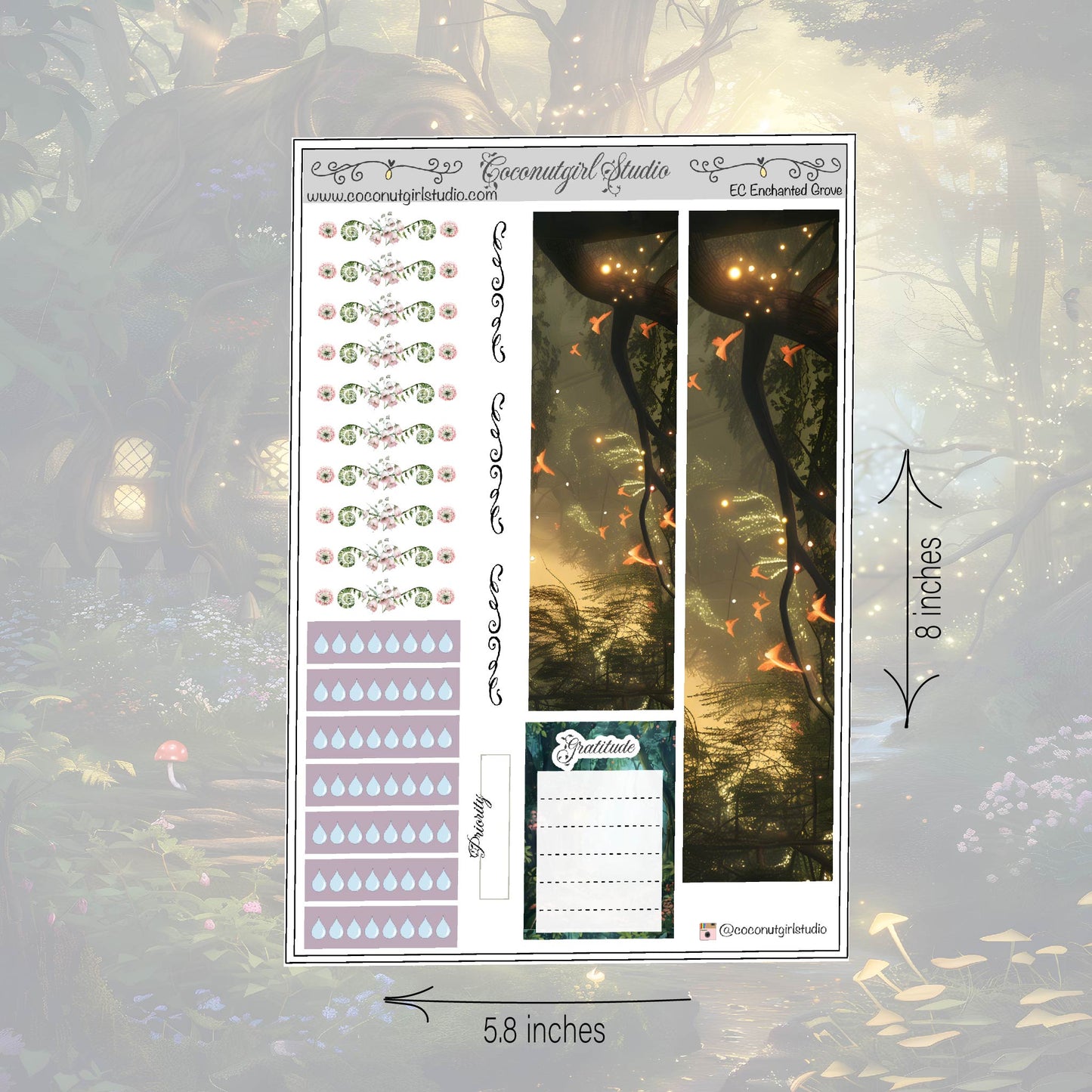 Enchanted Grove Weekly Kit planner stickers