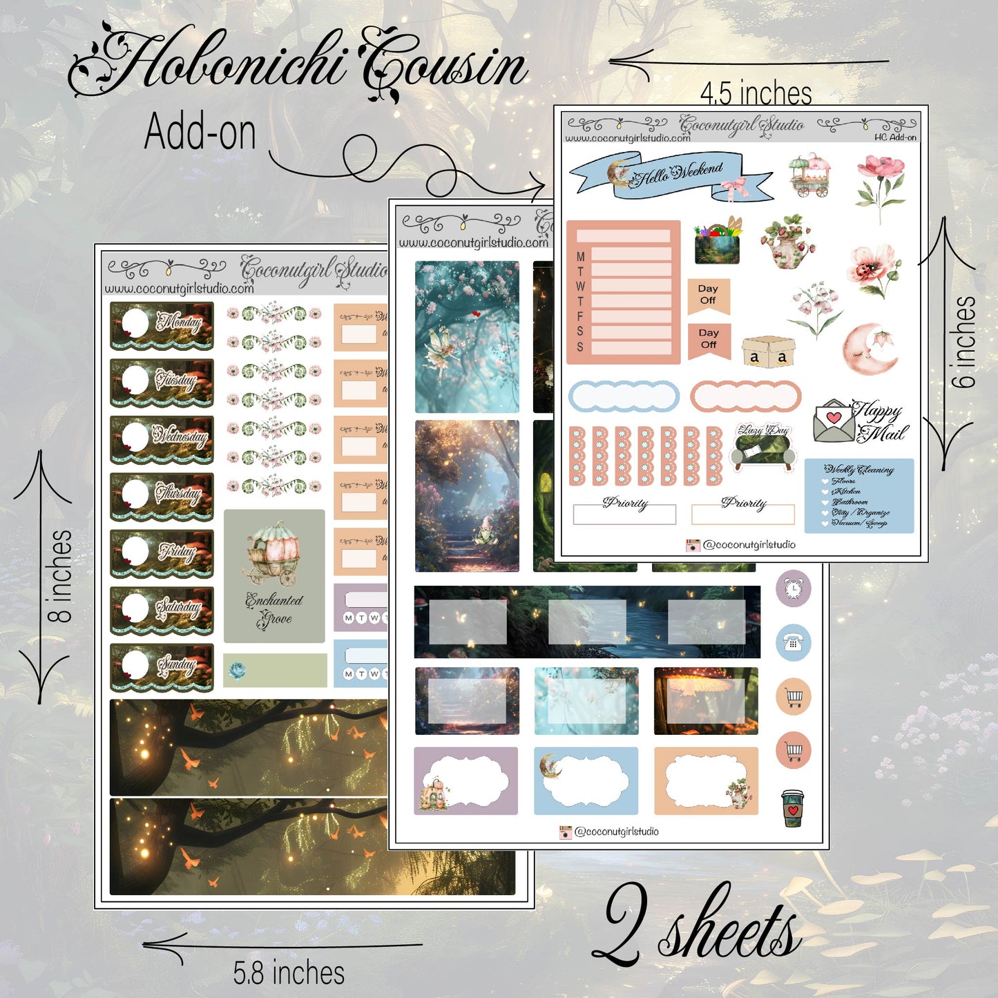 Enchanted Grove Weekly Kit planner stickers
