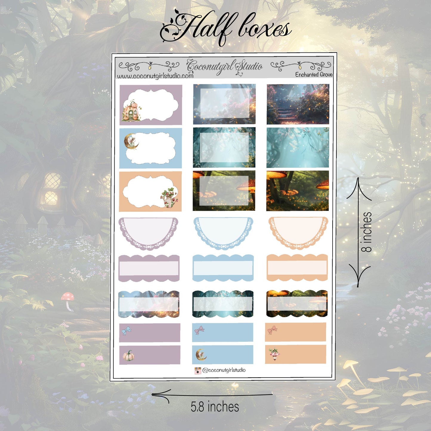 Enchanted Grove Weekly Kit planner stickers