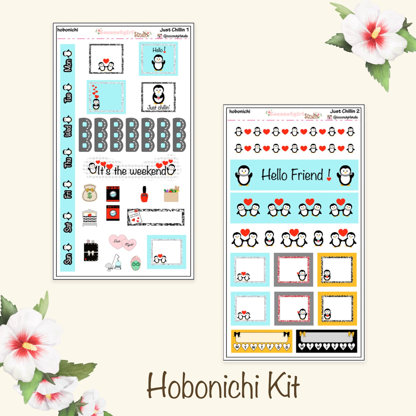 Penguin Weekly Kit Planner Stickers | Cute Winter Planning Decor Just Chillin