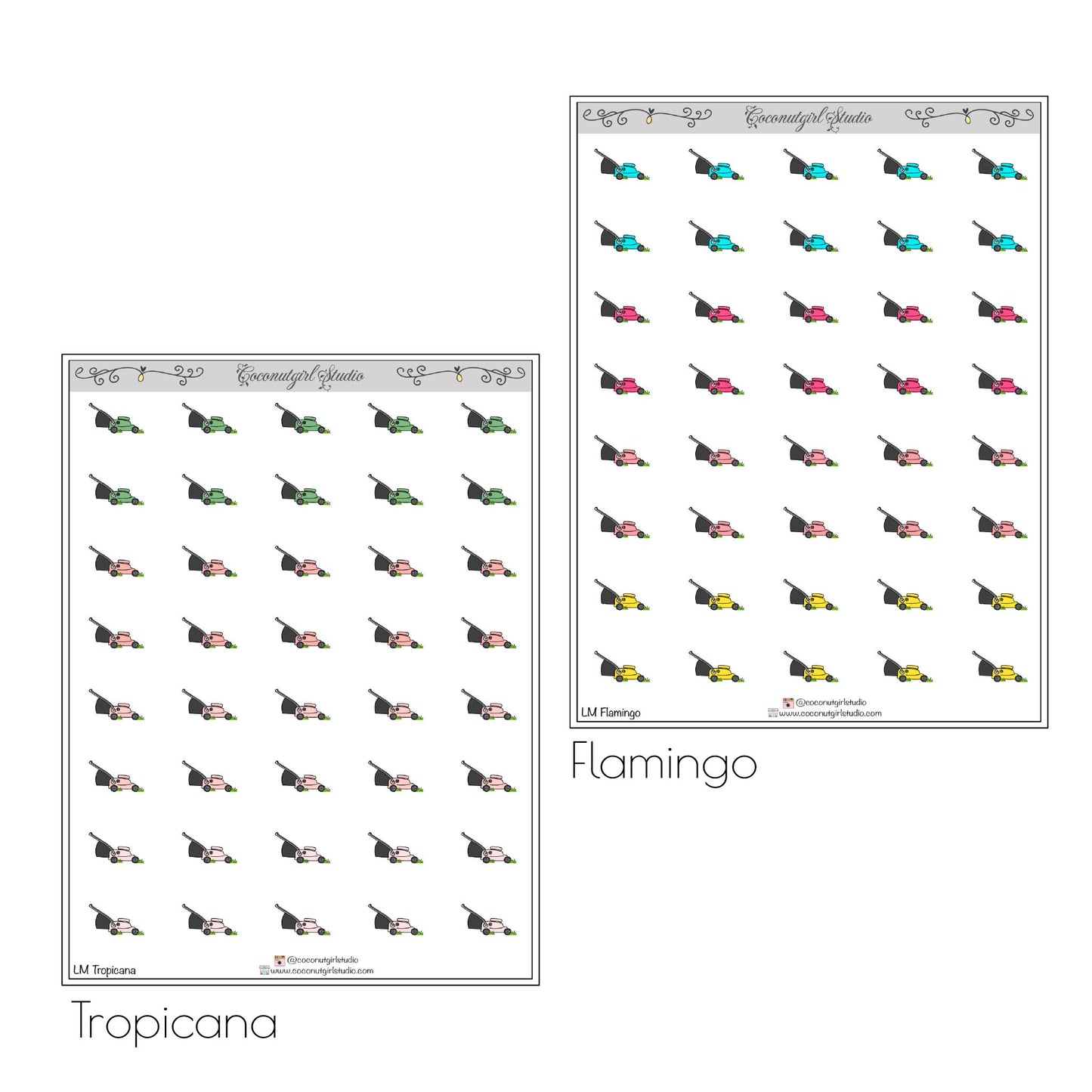 Lawnmower Lawn Care planner stickers