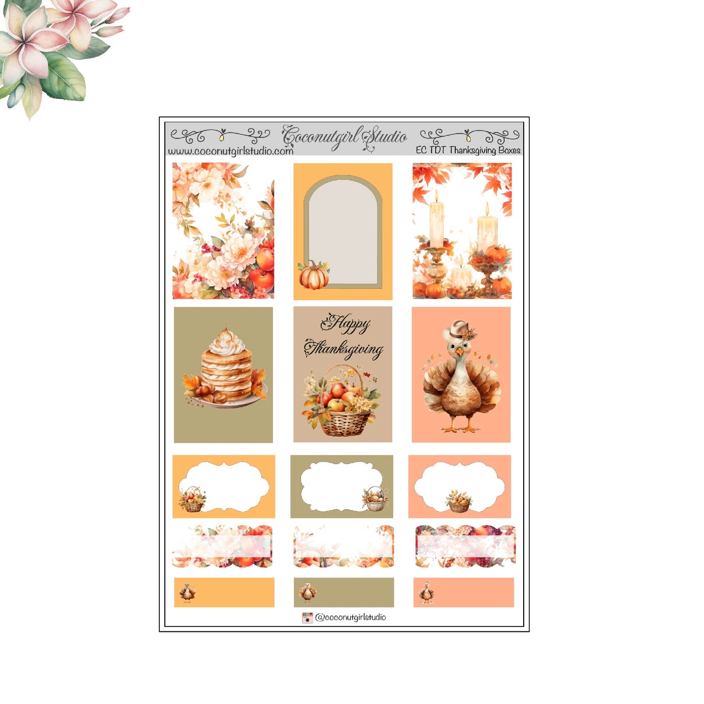 Two Dollar Tuesday Thanksgiving Boxes planner stickers