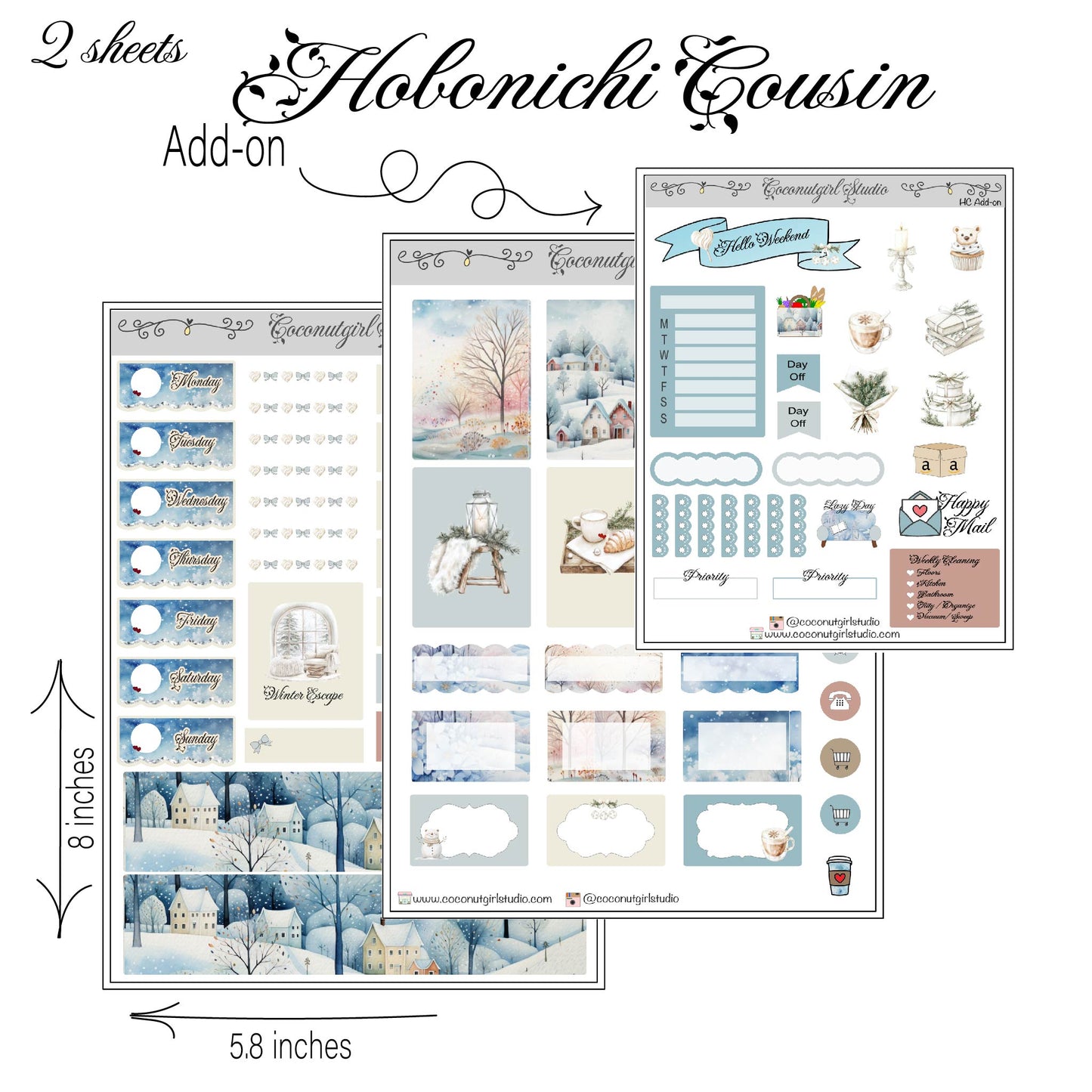 Watercolor Winter Weekly Planner Sticker Kit | Cozy Seasonal Planning Winter Escape
