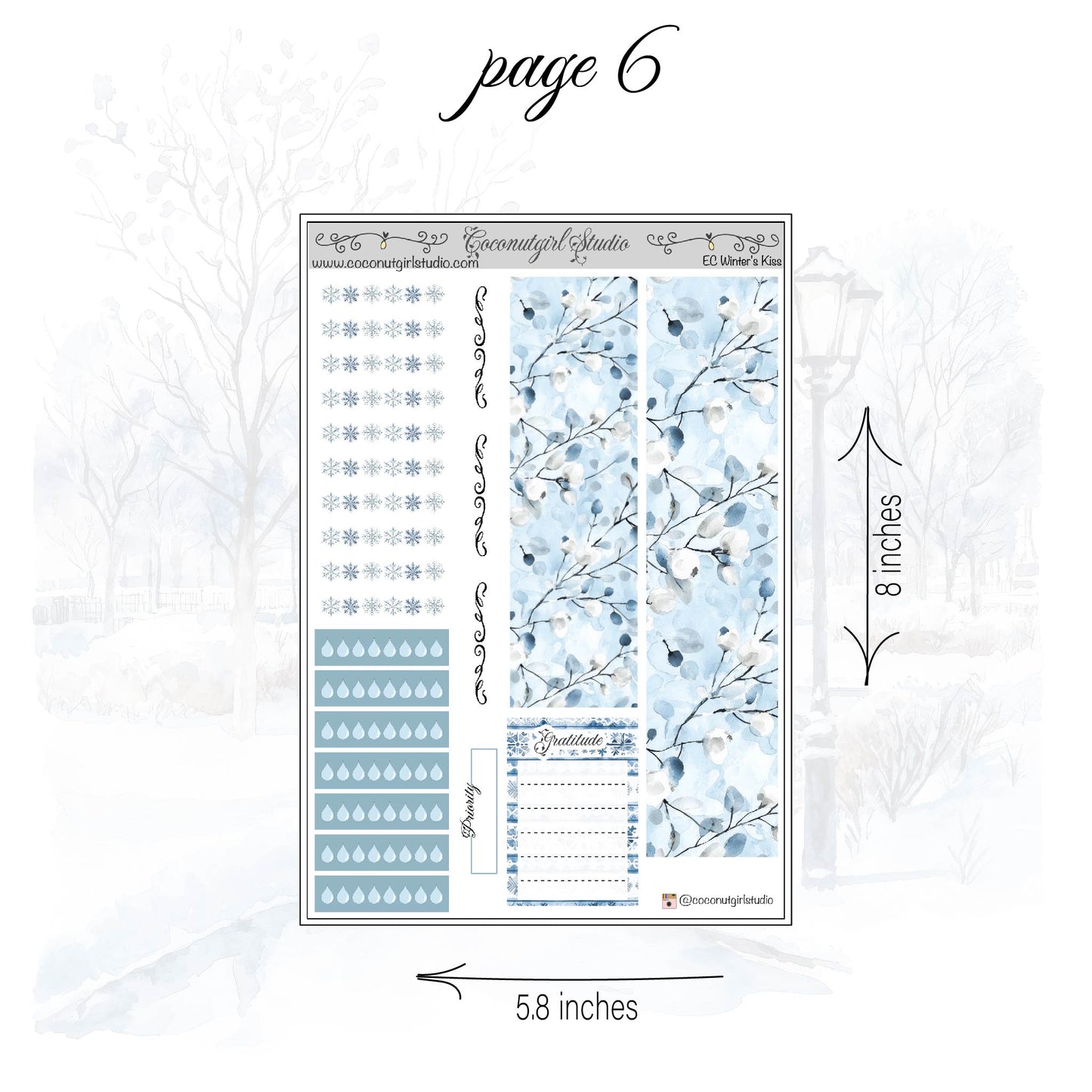 Winter's Kiss Weekly Kit planner stickers