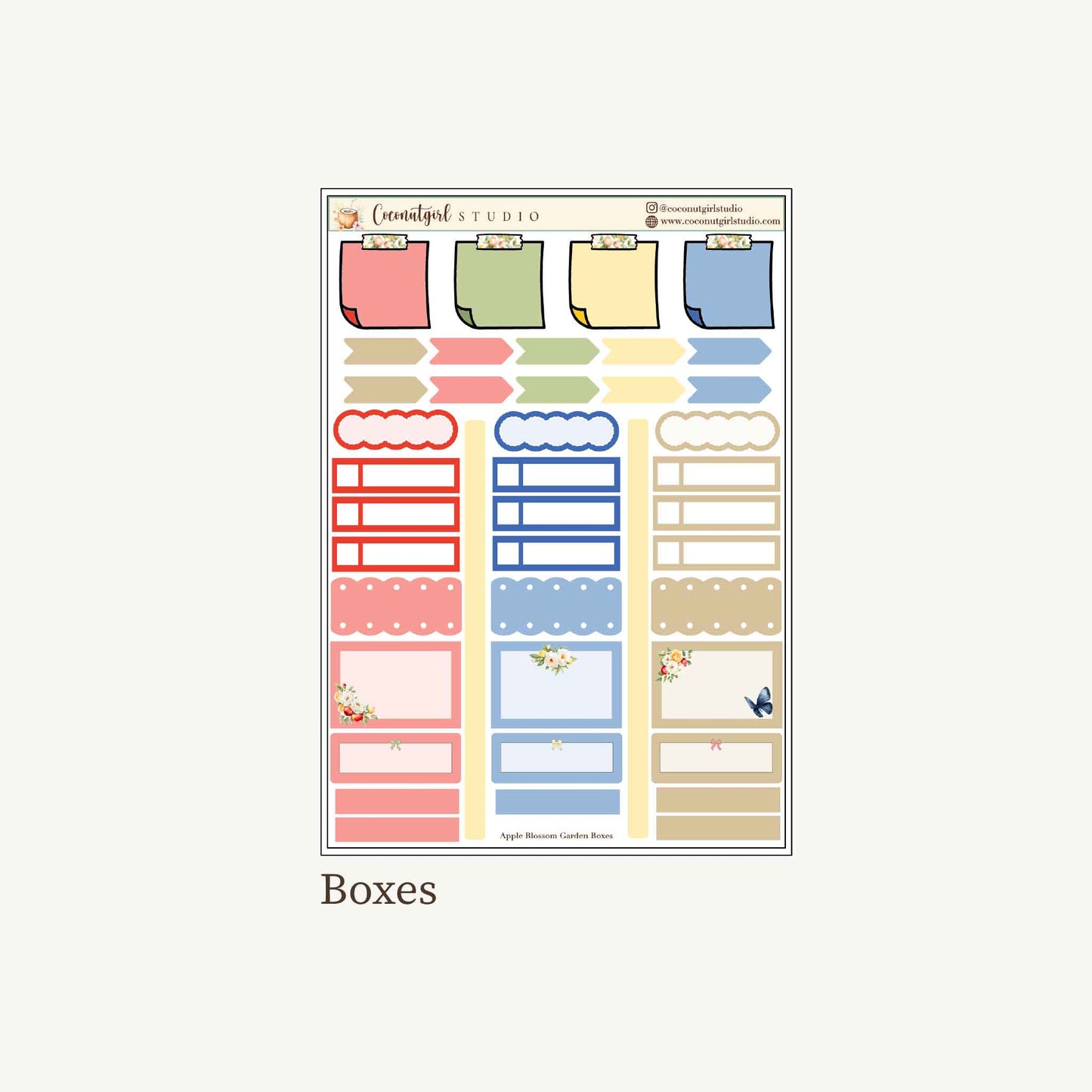 Apple Blossom Garden Weekly Kit | Premium Set  12 sheets | planner stickers