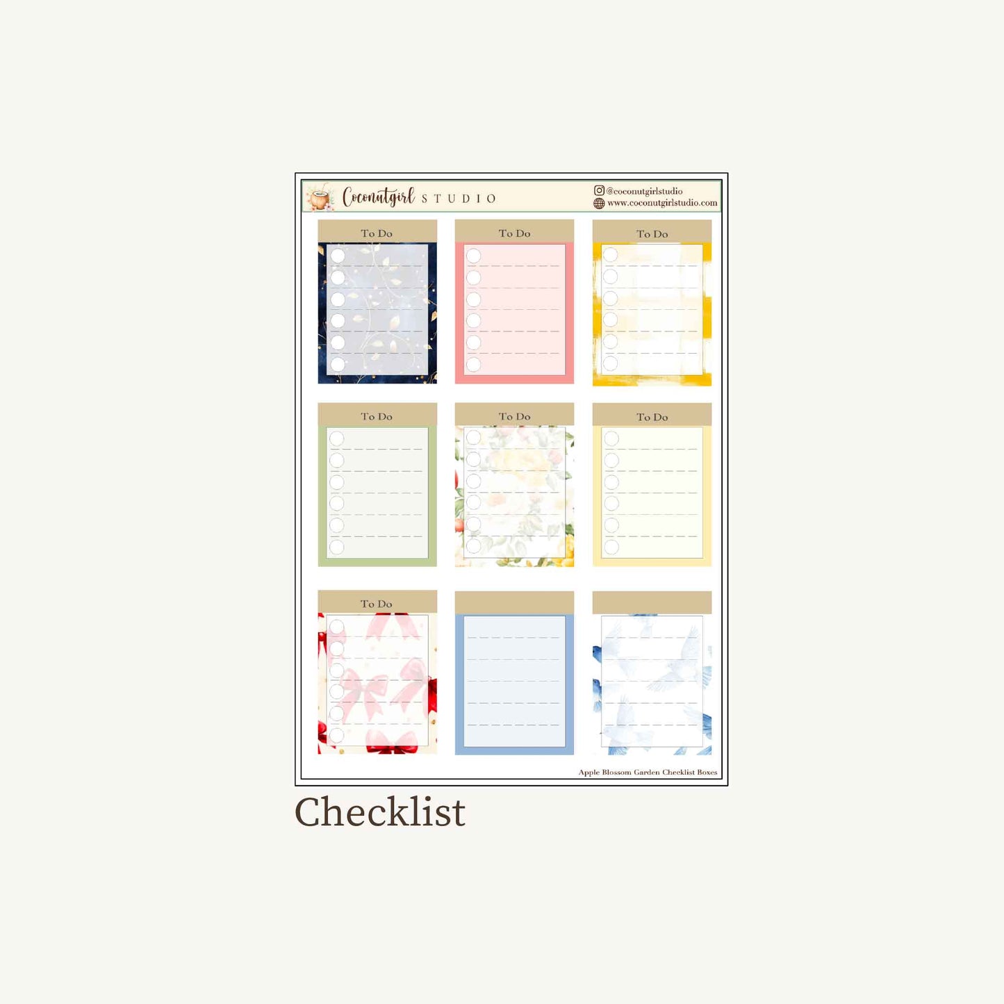 Apple Blossom Garden Weekly Kit | Premium Set  12 sheets | planner stickers