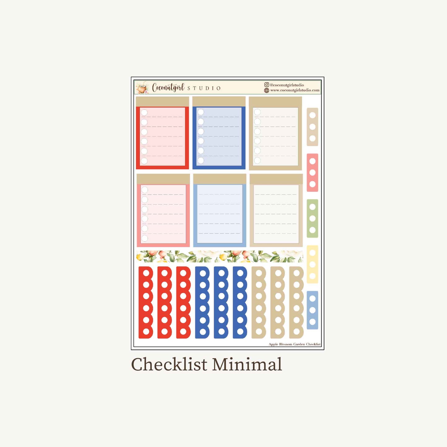 Apple Blossom Garden Weekly Kit | Premium Set  12 sheets | planner stickers