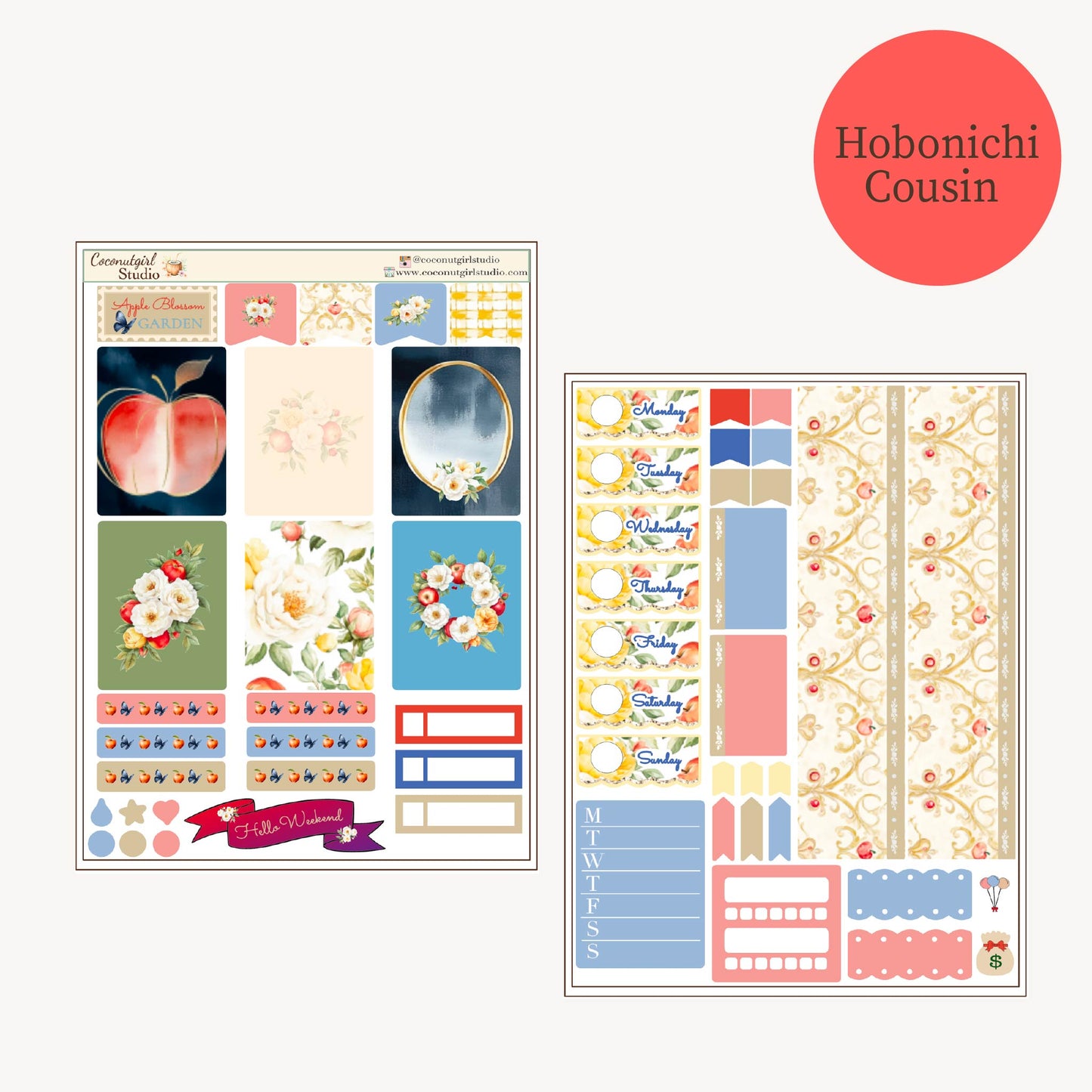 Apple Blossom Garden Weekly Kit | planner stickers