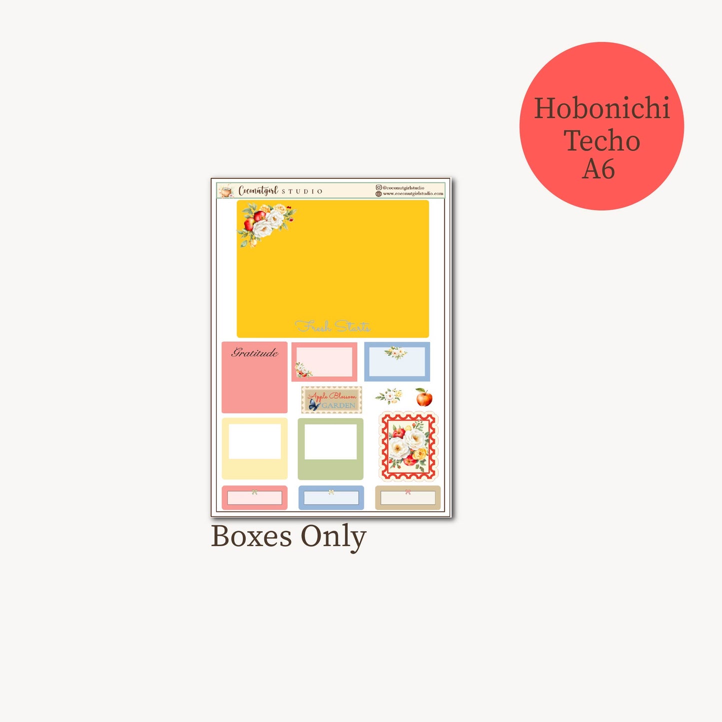 Apple Blossom Garden Weekly Kit | planner stickers | Hobonichi Techo original
