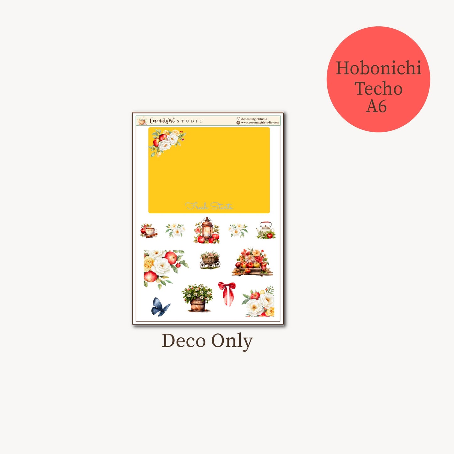Apple Blossom Garden Weekly Kit | planner stickers | Hobonichi Techo original