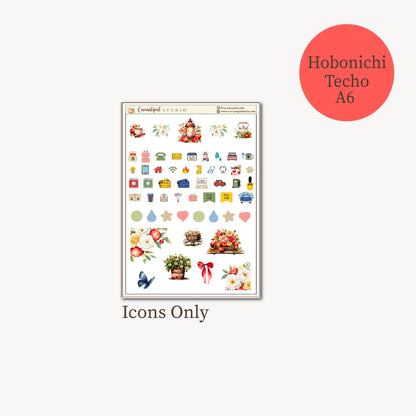 Apple Blossom Garden Weekly Kit | planner stickers | Hobonichi Techo original