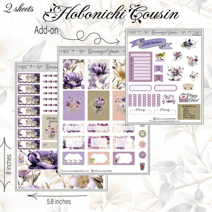 Amethyst Garden Weekly Kit Planner Stickers | Purple Crystal Floral Planning