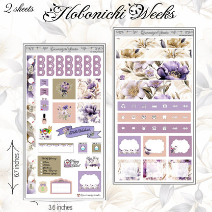 Amethyst Garden Weekly Kit Planner Stickers | Purple Crystal Floral Planning