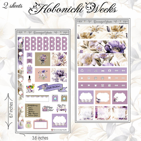 Amethyst Garden Weekly Kit Planner Stickers | Purple Crystal Floral Planning