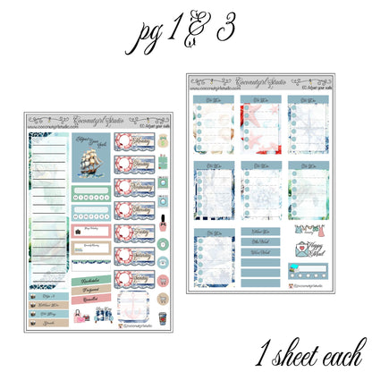 Nautical Weekly Kit Planner Stickers | Coastal Ocean Planning Decor Adjust Your Sails