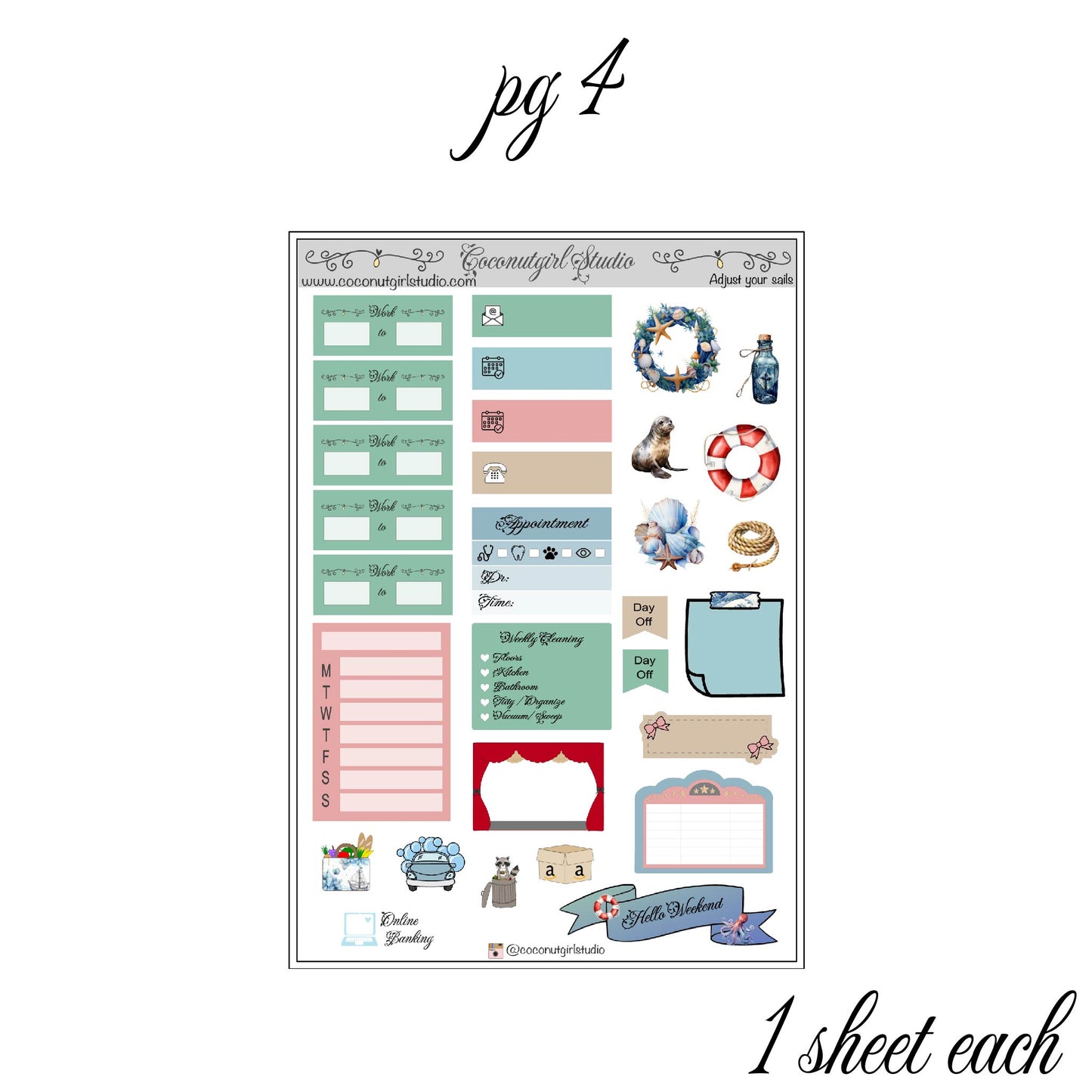 Adjust Your Sails Weekly Kit planner stickers