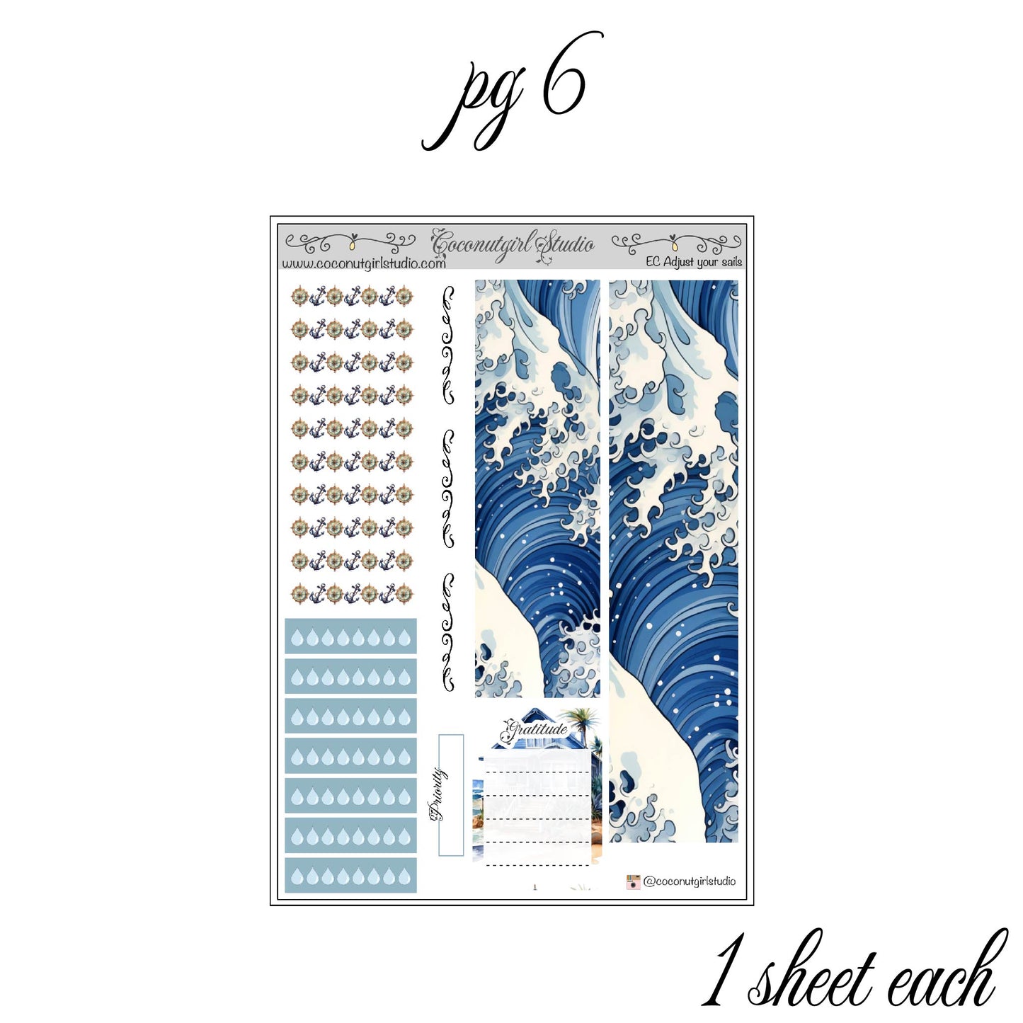 Adjust Your Sails Weekly Kit planner stickers