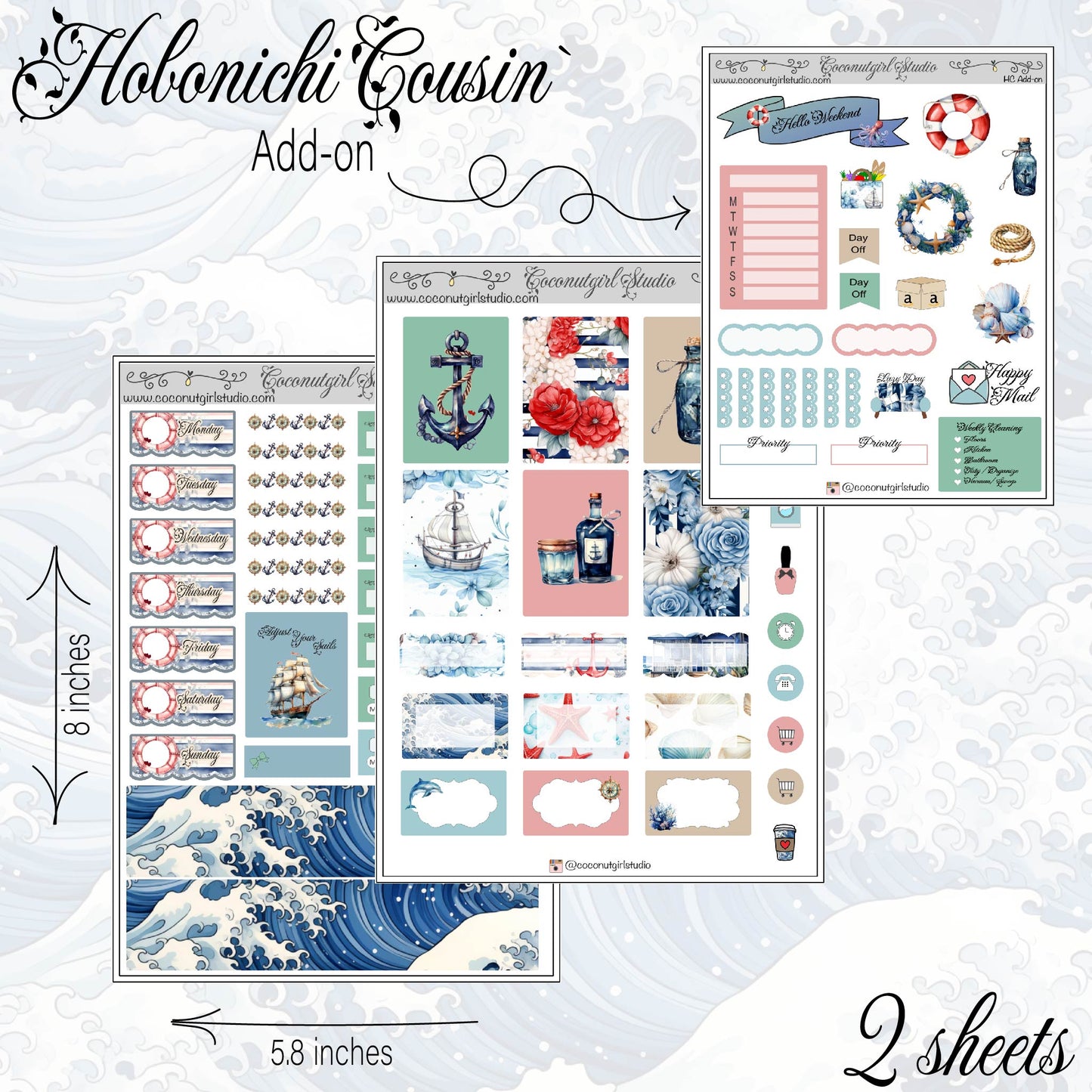 Nautical Weekly Kit Planner Stickers | Coastal Ocean Planning Decor Adjust Your Sails
