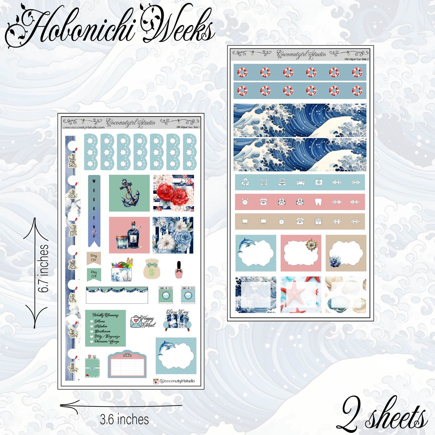 Nautical Weekly Kit Planner Stickers | Coastal Ocean Planning Decor Adjust Your Sails