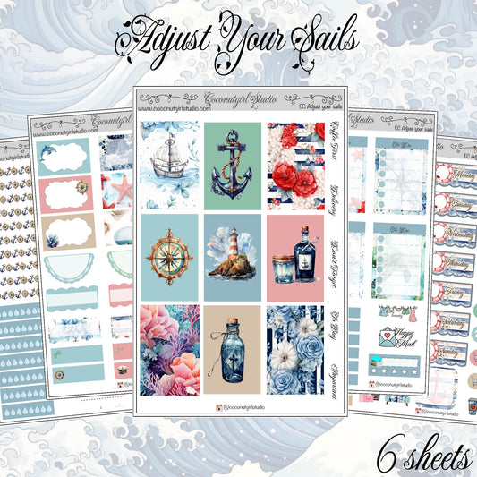 Adjust Your Sails Weekly Kit planner stickers