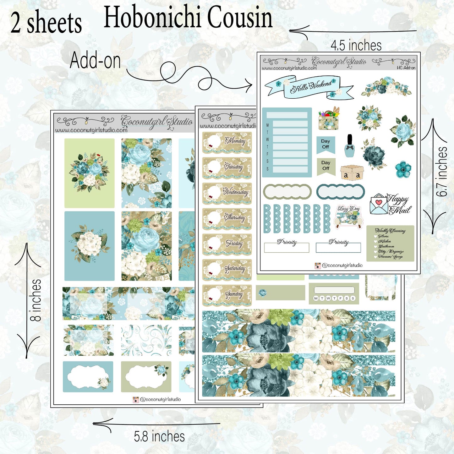 Aquamarine Weekly Kit Planner Stickers | Cool Blue & Teal Planning Set | Aquamarine