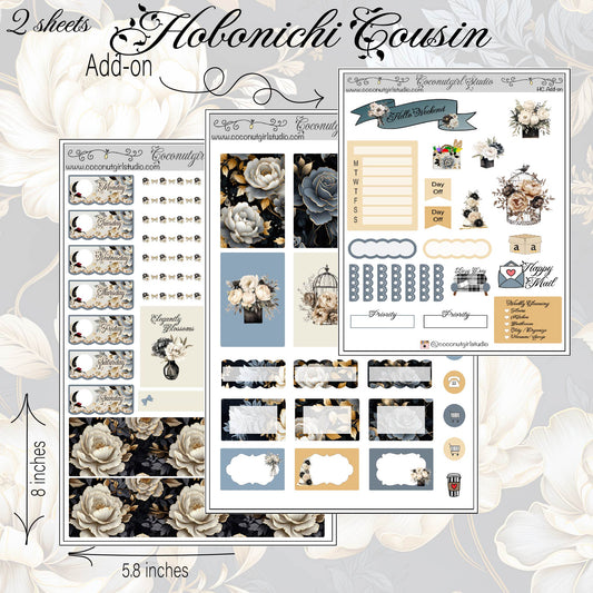Dark Grey & White Roses Weekly Kit Planner Stickers | Elegant Floral Planning Blossoming Elegantly