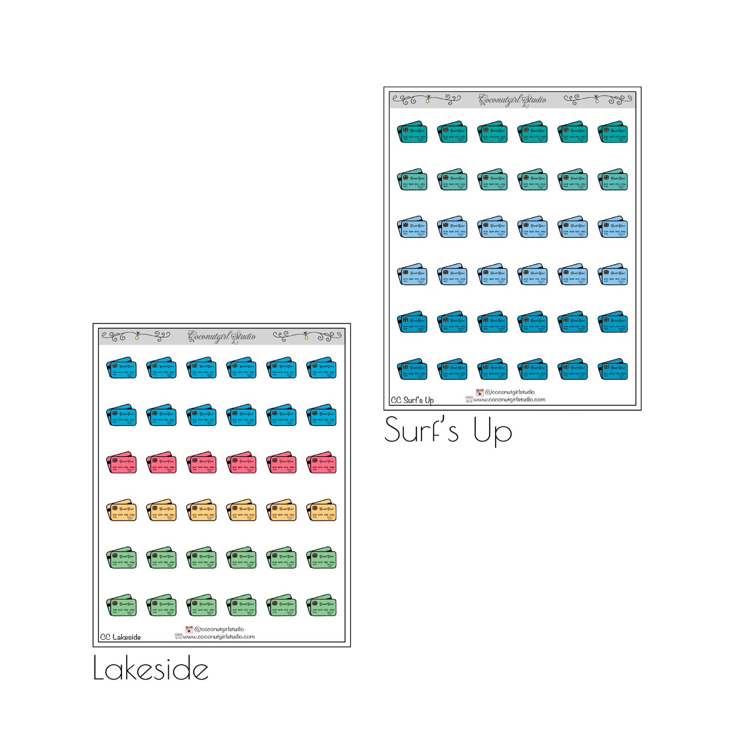 Credit Card planner stickers  bill due Financial