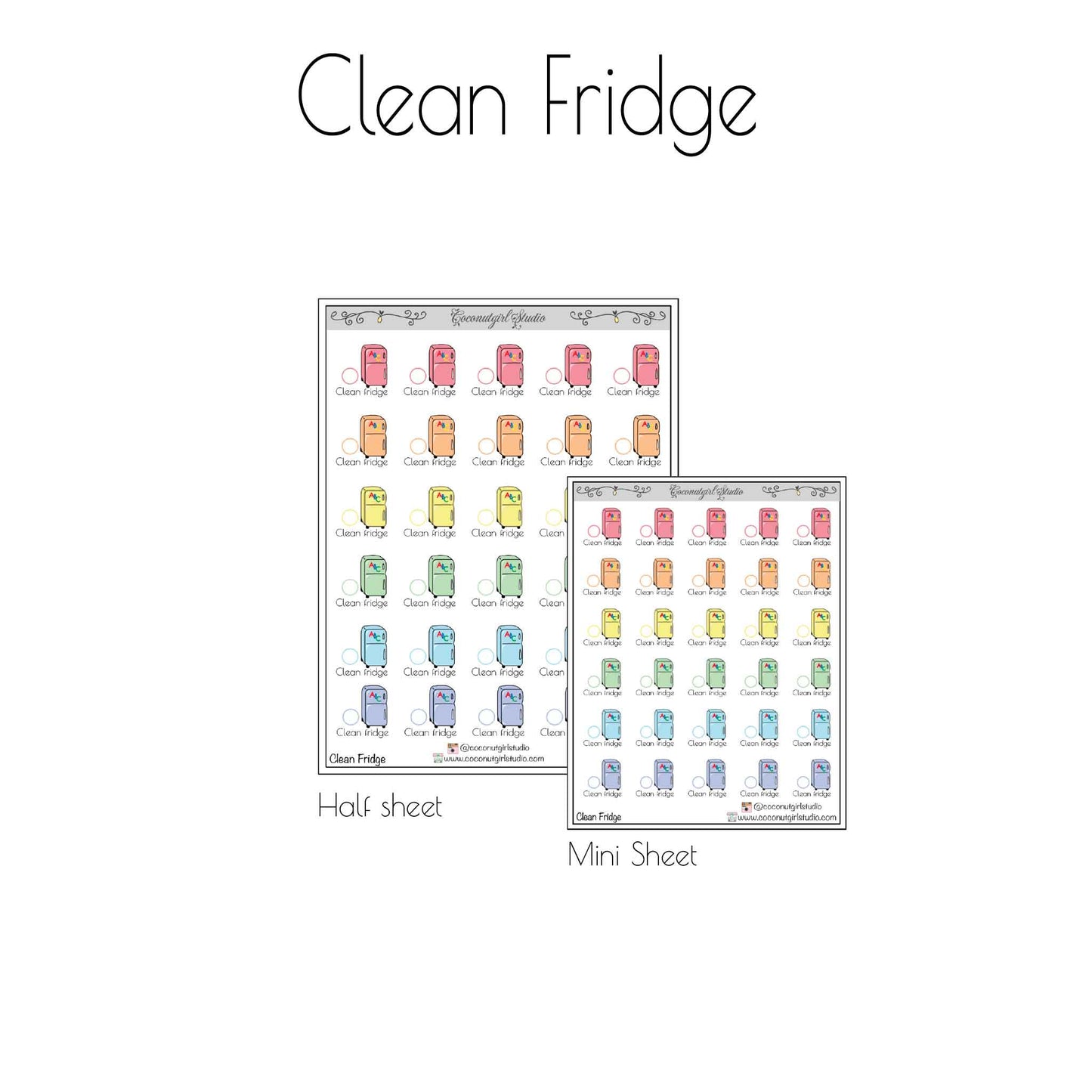 Monthly Cleaning Planner Stickers | Fridge, Oven & Cabinet Cleaning Icons