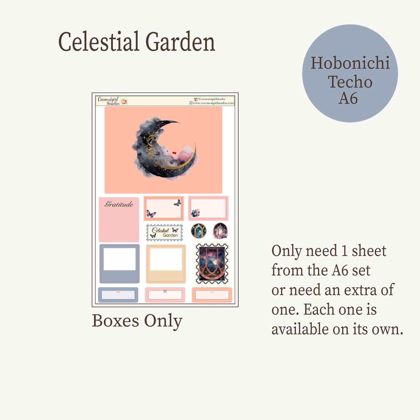 Celestial Garden Planner Sticker Kit | Moon & Floral Weekly Kit | Dark Academia Celestial Stickers | Functional Planner Stickers | 6 Sheet Kit | Celestial Garden