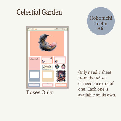 Celestial Garden Planner Sticker Kit | Moon & Floral Weekly Kit | Dark Academia Celestial Stickers | Functional Planner Stickers | 3 Sheet Kit | Hobonichi A6