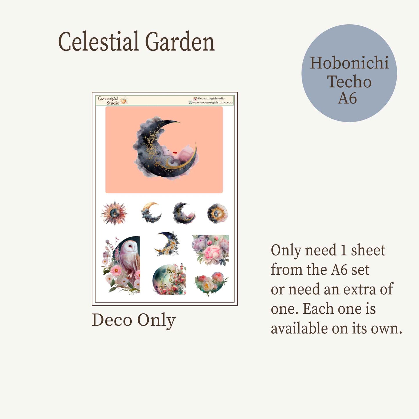 Celestial Garden Planner Sticker Kit | Moon & Floral Weekly Kit | Dark Academia Celestial Stickers | Functional Planner Stickers | 6 Sheet Kit | Celestial Garden