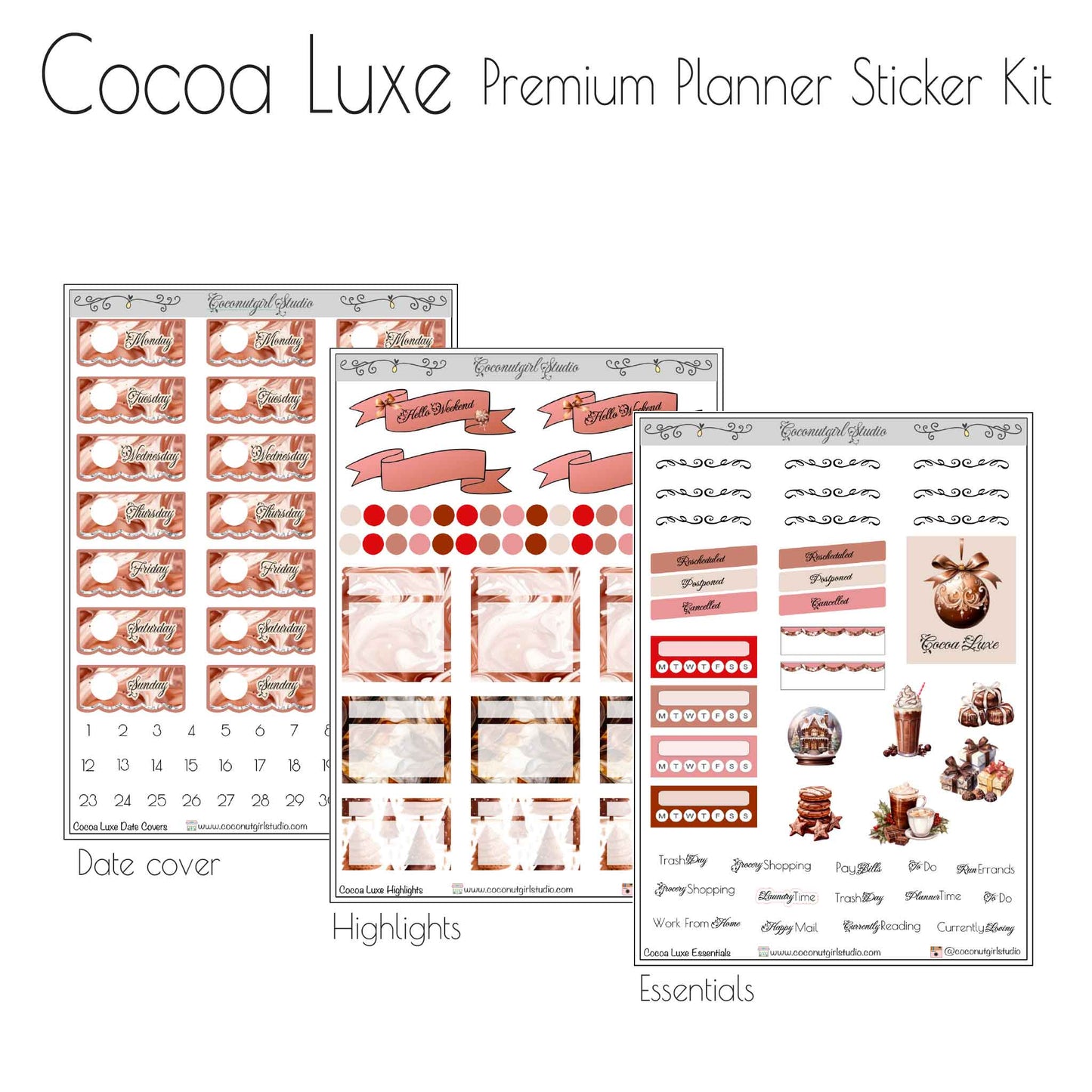 Cocoa Luxe Premium Planner Sticker Kit | Cozy Neutral Weekly Planner Stickers | Full Decorative & Functional Kit
