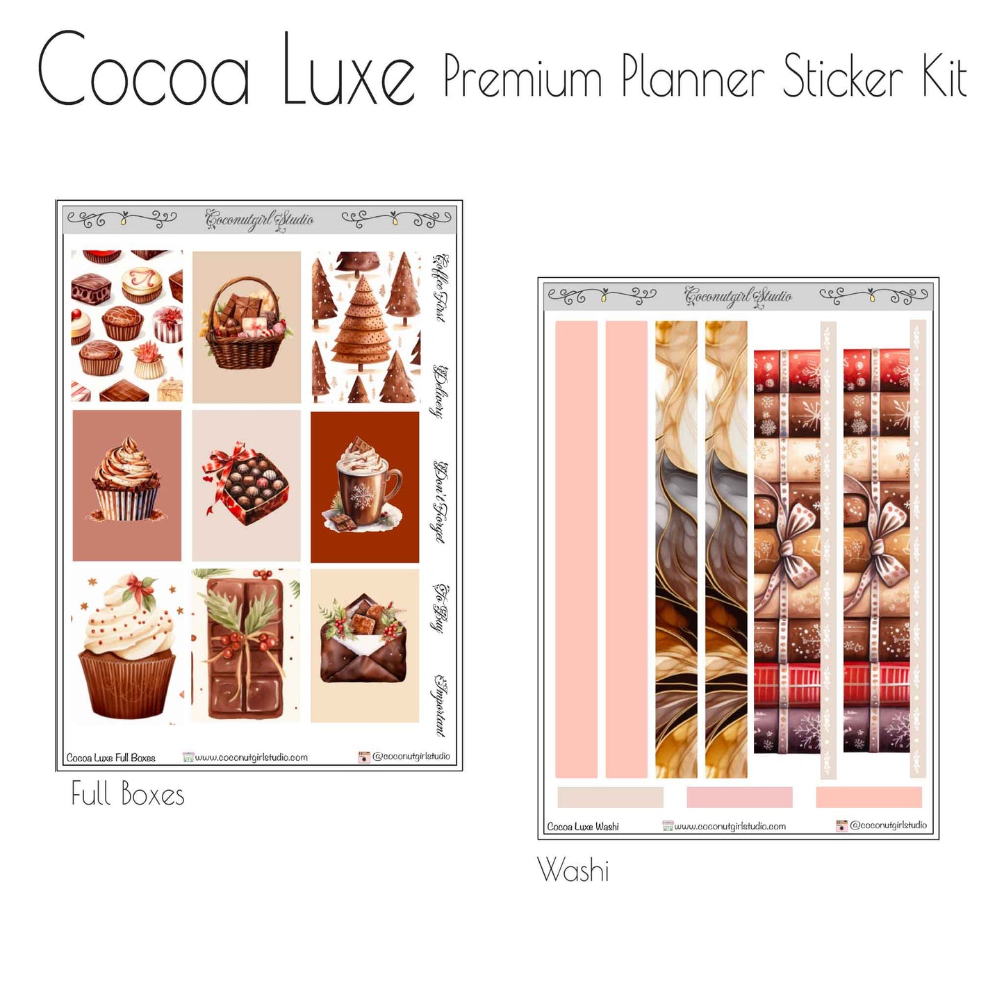 Cocoa Luxe Premium Planner Sticker Kit | Cozy Neutral Weekly Planner Stickers | Full Decorative & Functional Kit