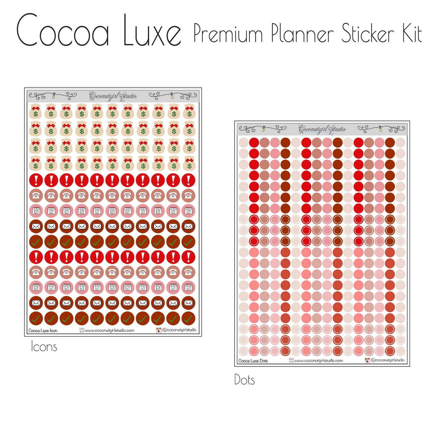 Cocoa Luxe Premium Planner Sticker Kit | Cozy Neutral Weekly Planner Stickers | Full Decorative & Functional Kit