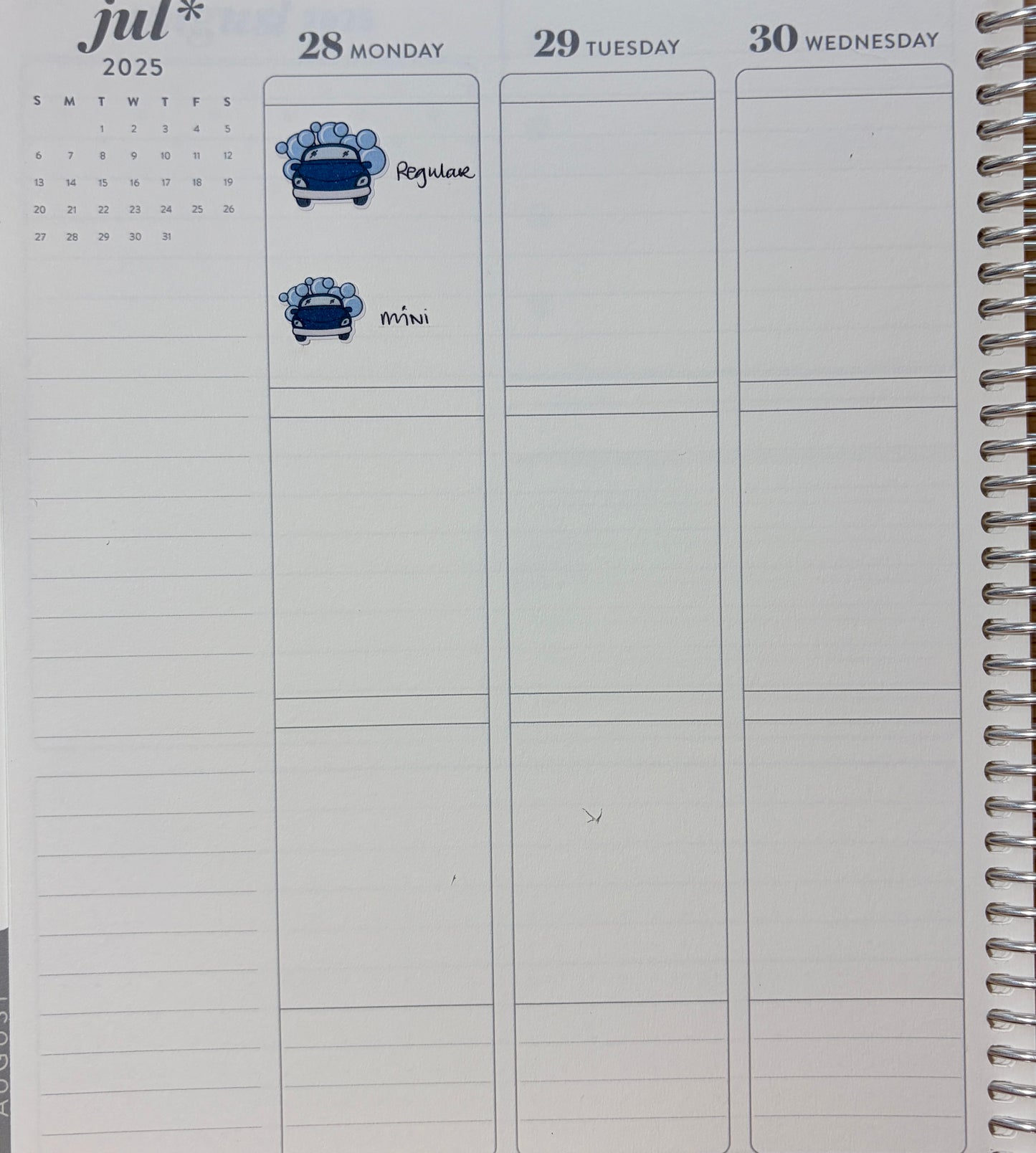Car Wash Planner Stickers – Car Wash Reminder Labels for Weekly Planners & Journals