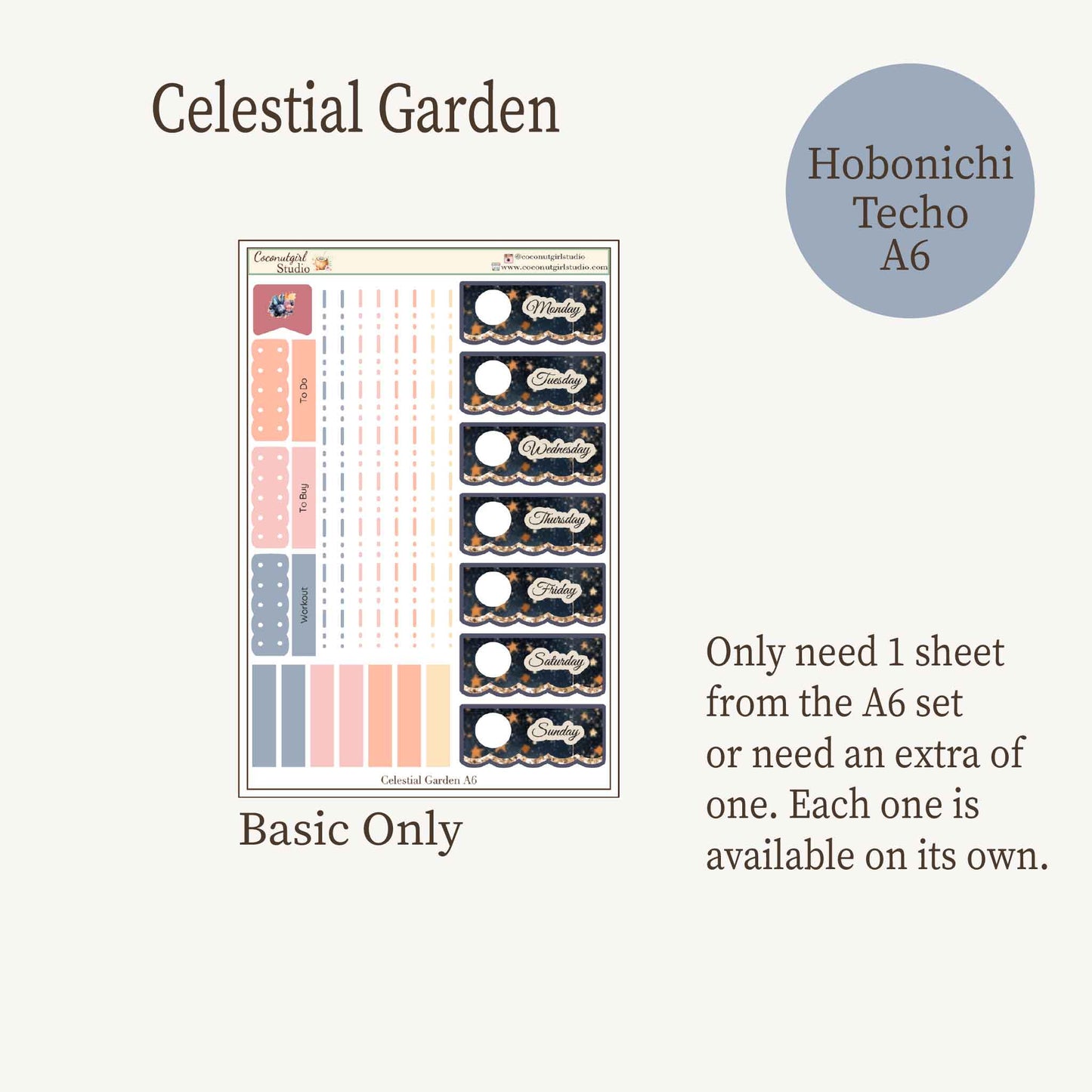 Celestial Garden Planner Sticker Kit | Moon & Floral Weekly Kit | Dark Academia Celestial Stickers | Functional Planner Stickers | 6 Sheet Kit | Celestial Garden