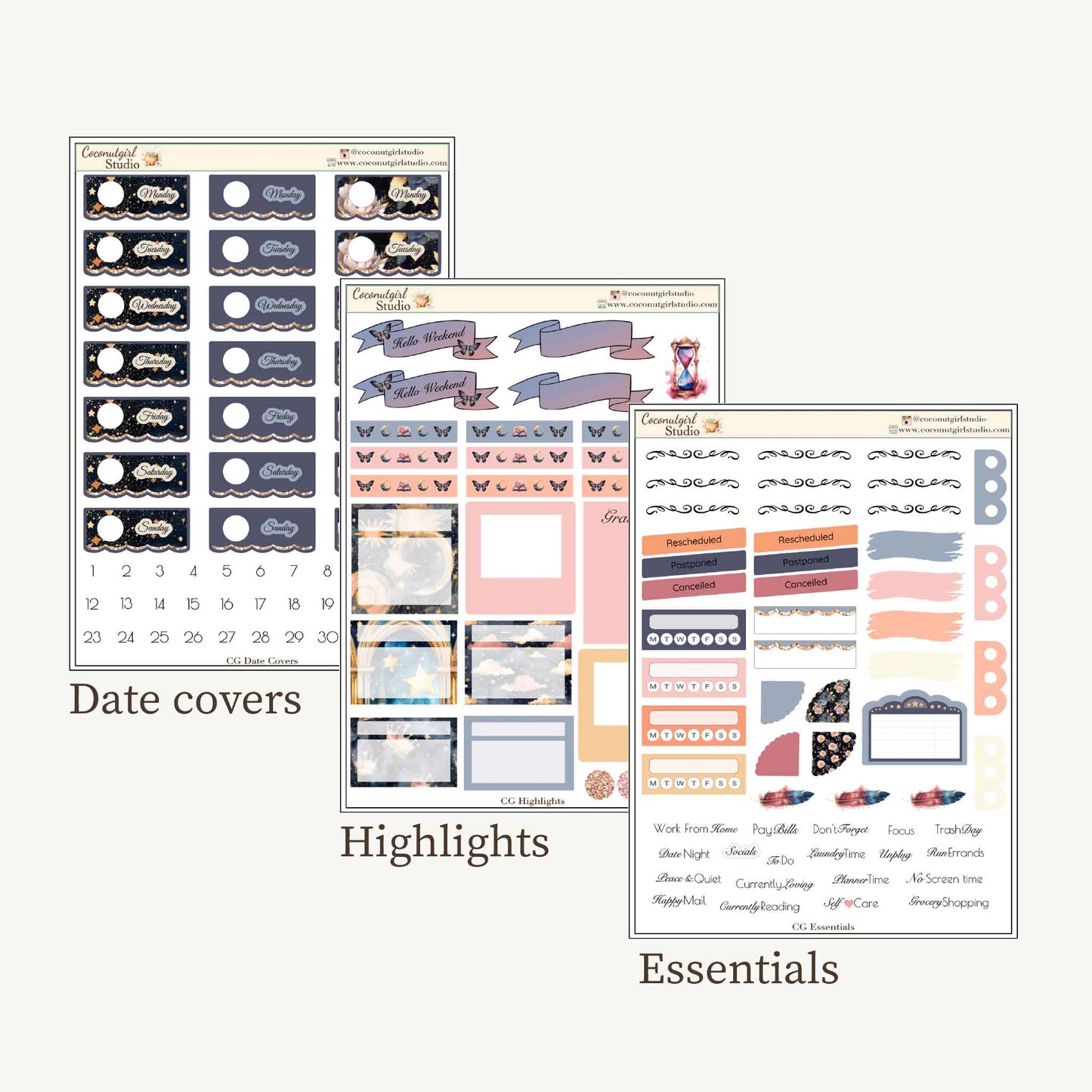 Celestial Garden Planner Sticker Kit – Enchanted Floral & Moon Stickers for Weekly Planning