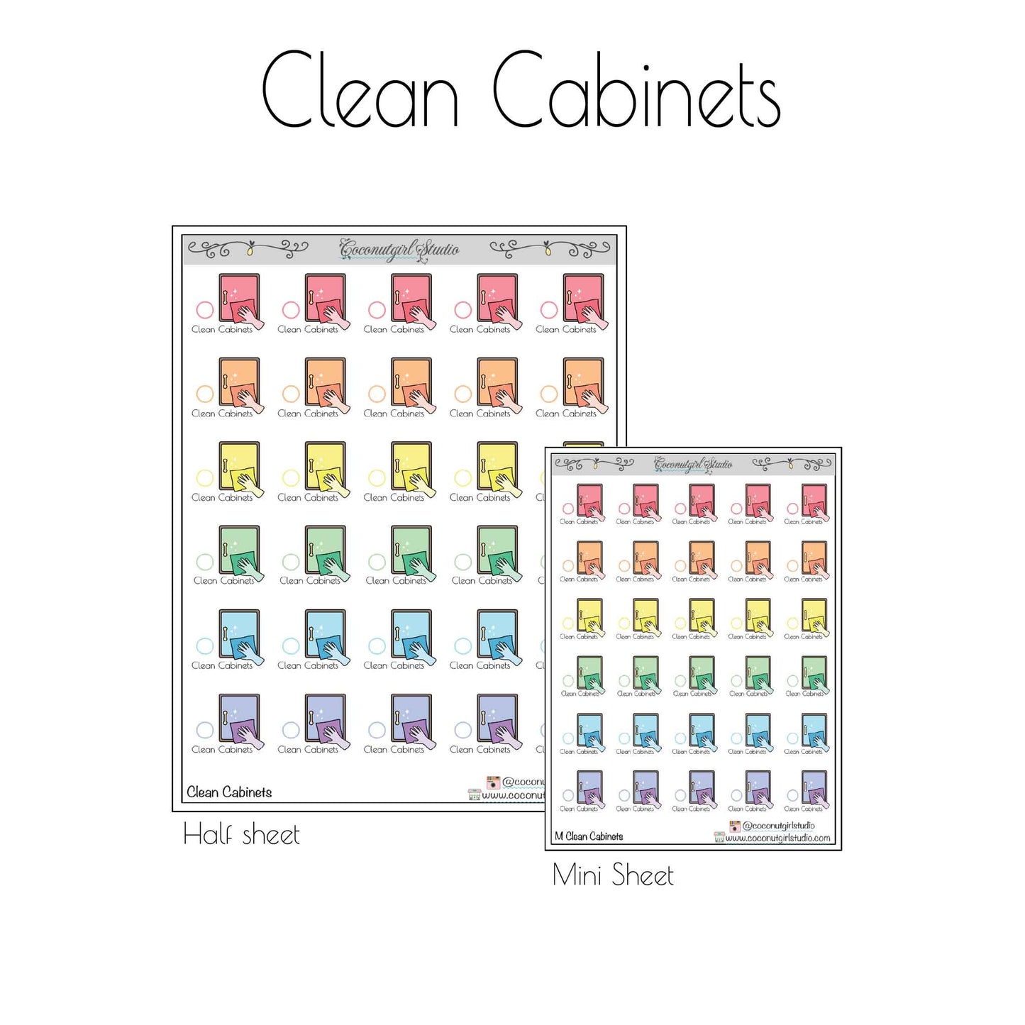 Monthly Cleaning Planner Stickers | Fridge, Oven & Cabinet Cleaning Icons