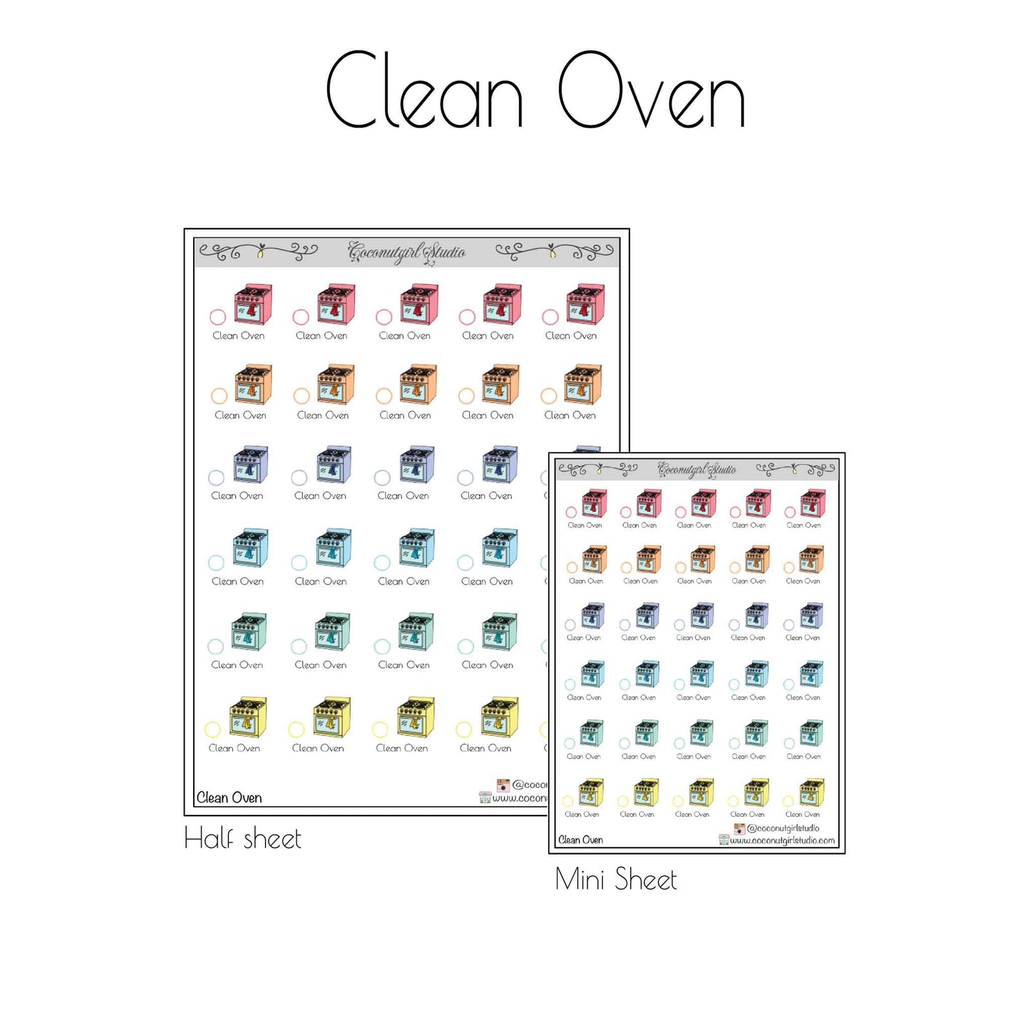 Monthly Cleaning Planner Stickers | Fridge, Oven & Cabinet Cleaning Icons