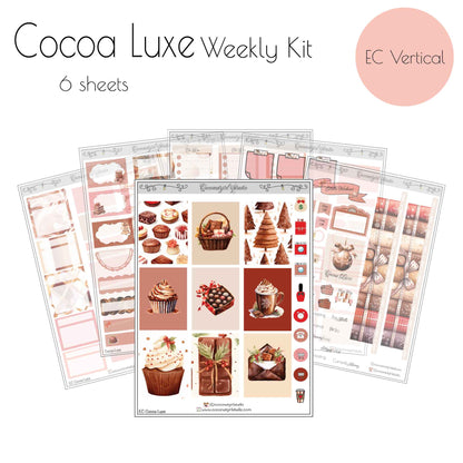 Chocolate Weekly Kit Planner Stickers | Cocoa Brown Planner Stickers | Cozy Dessert Theme Weekly Planner Kit | Cocoa Luxe