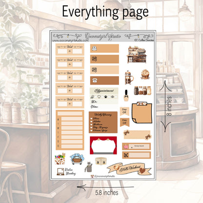 Coffee Lover’s Weekly Kit Planner Stickers | Cozy Café Planning Kit