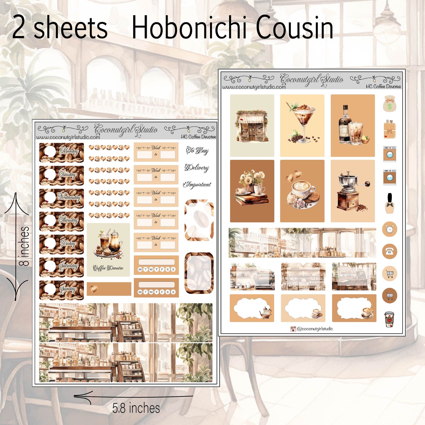 Coffee Lover’s Weekly Kit Planner Stickers | Cozy Café Planning Kit