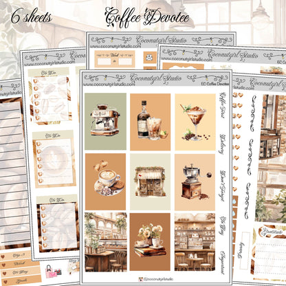 Coffee Lover’s Weekly Kit Planner Stickers | Cozy Café Planning Kit