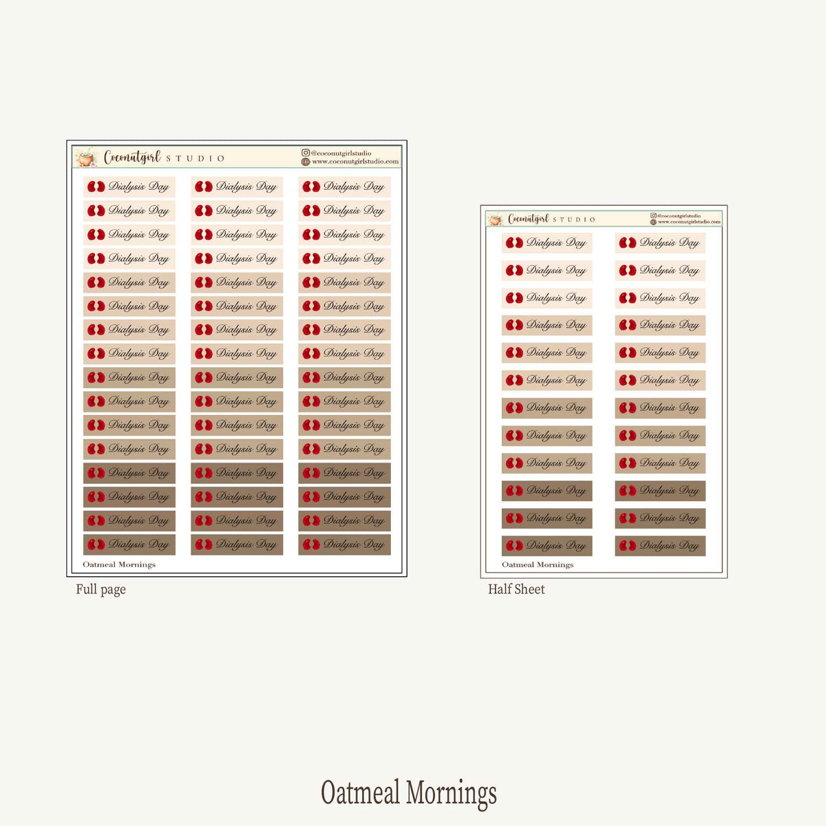 Dialysis Day Planner Stickers