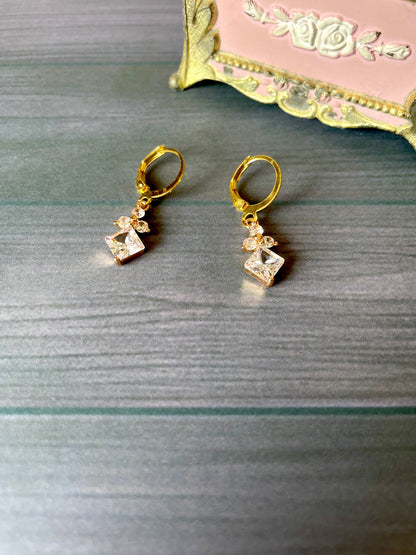 Brass Cubic Zirconia Dangle Earrings – Sparkling Everyday Statement Jewelry