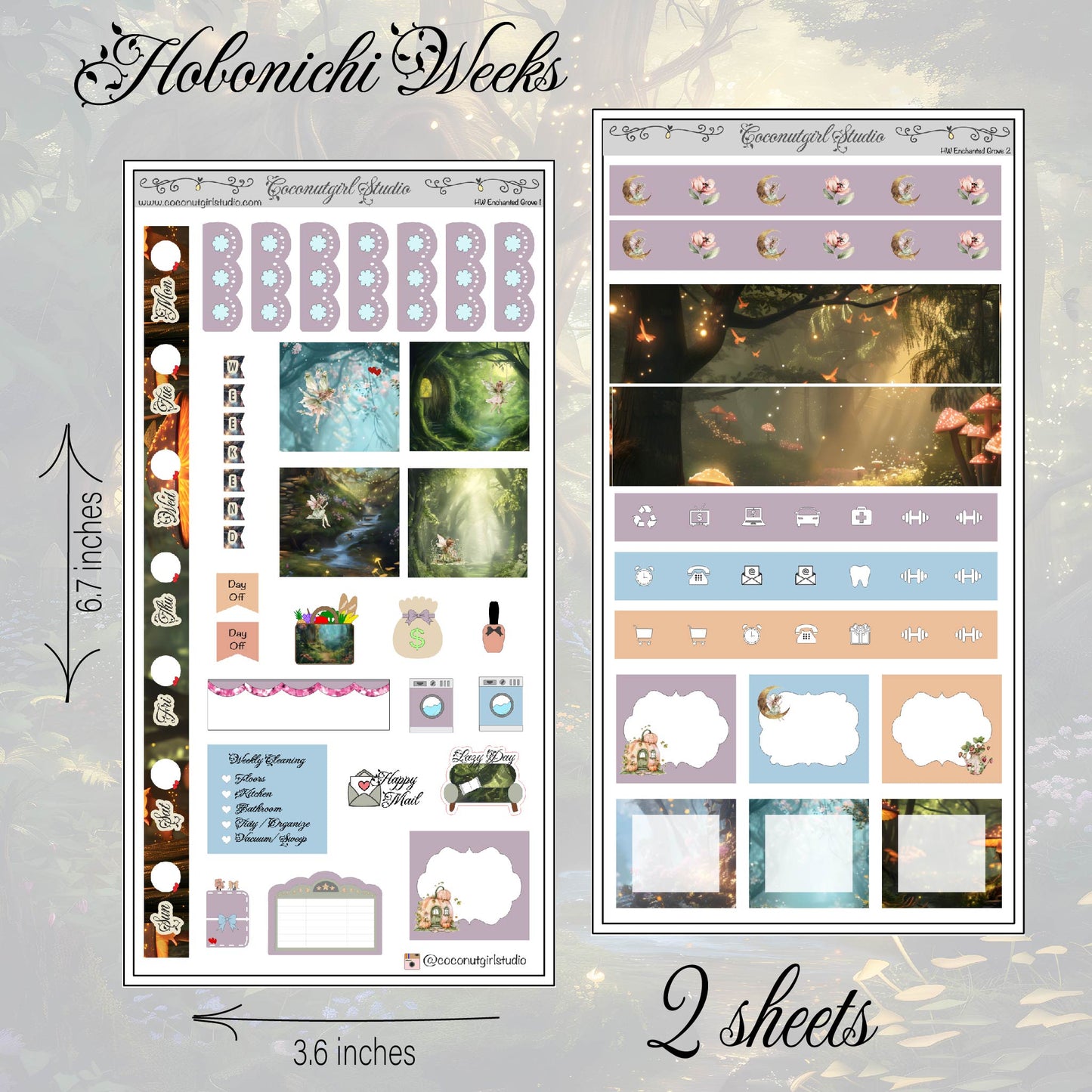 Enchanted Grove Weekly Kit planner stickers