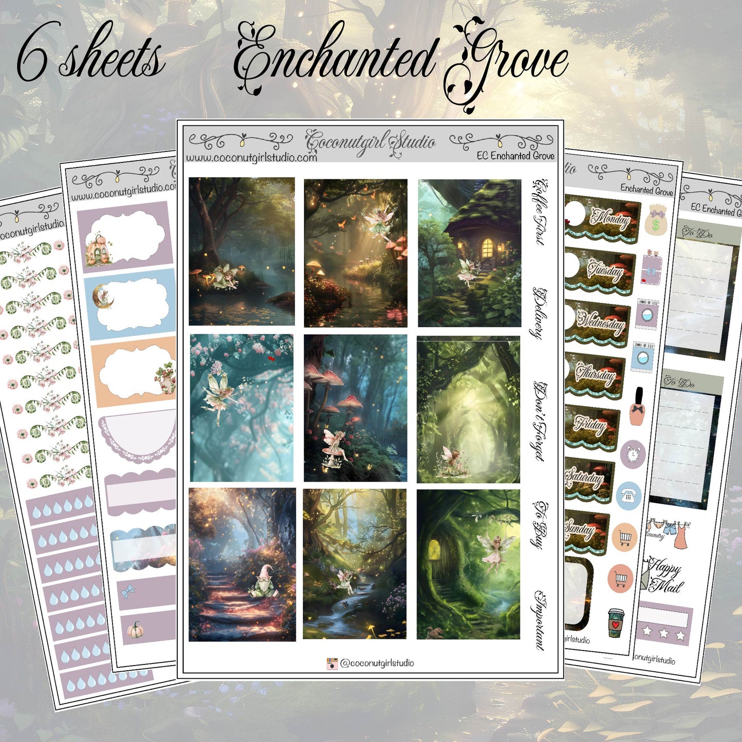 Enchanted Grove Weekly Kit planner stickers