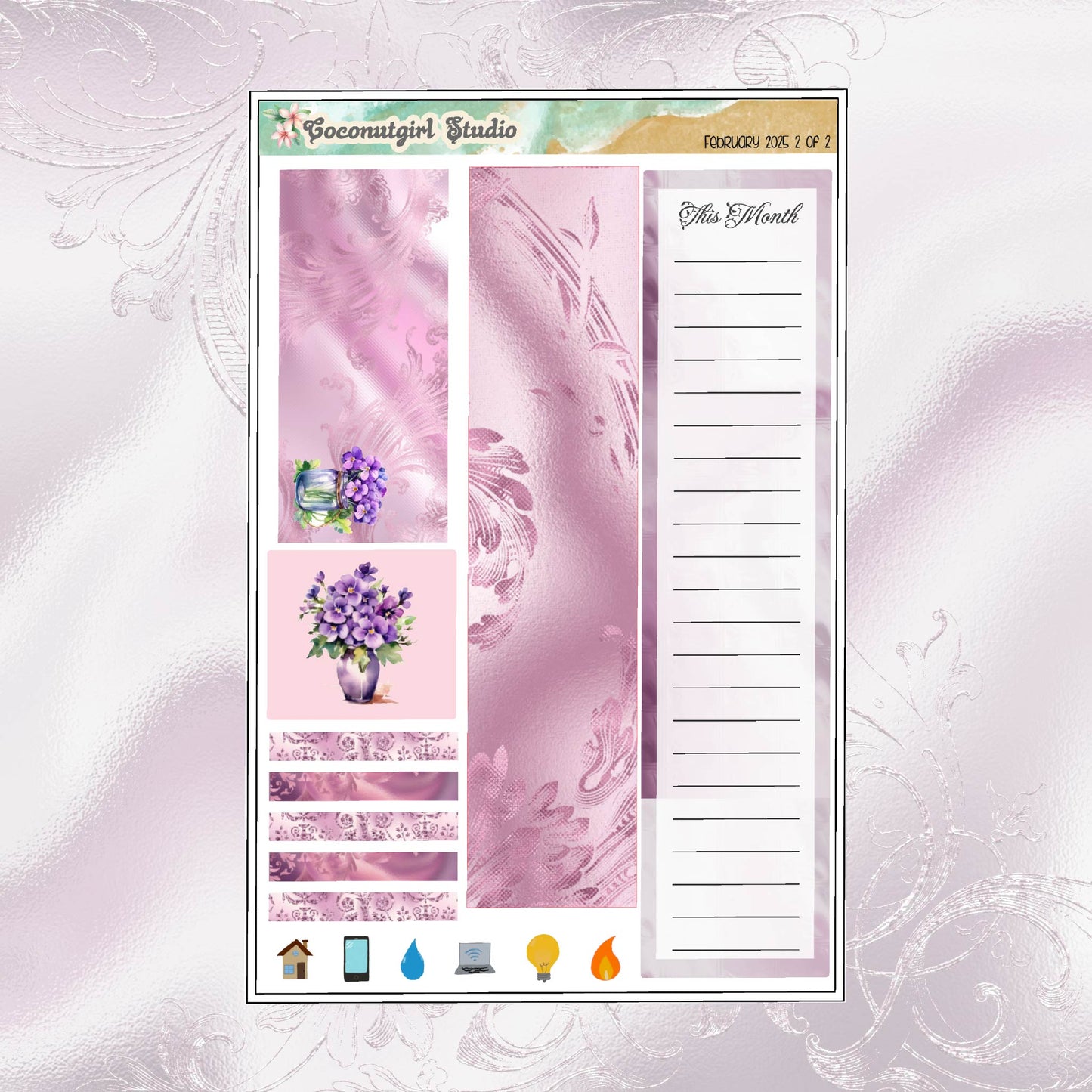 February Monthly Overview Kit planner stickers