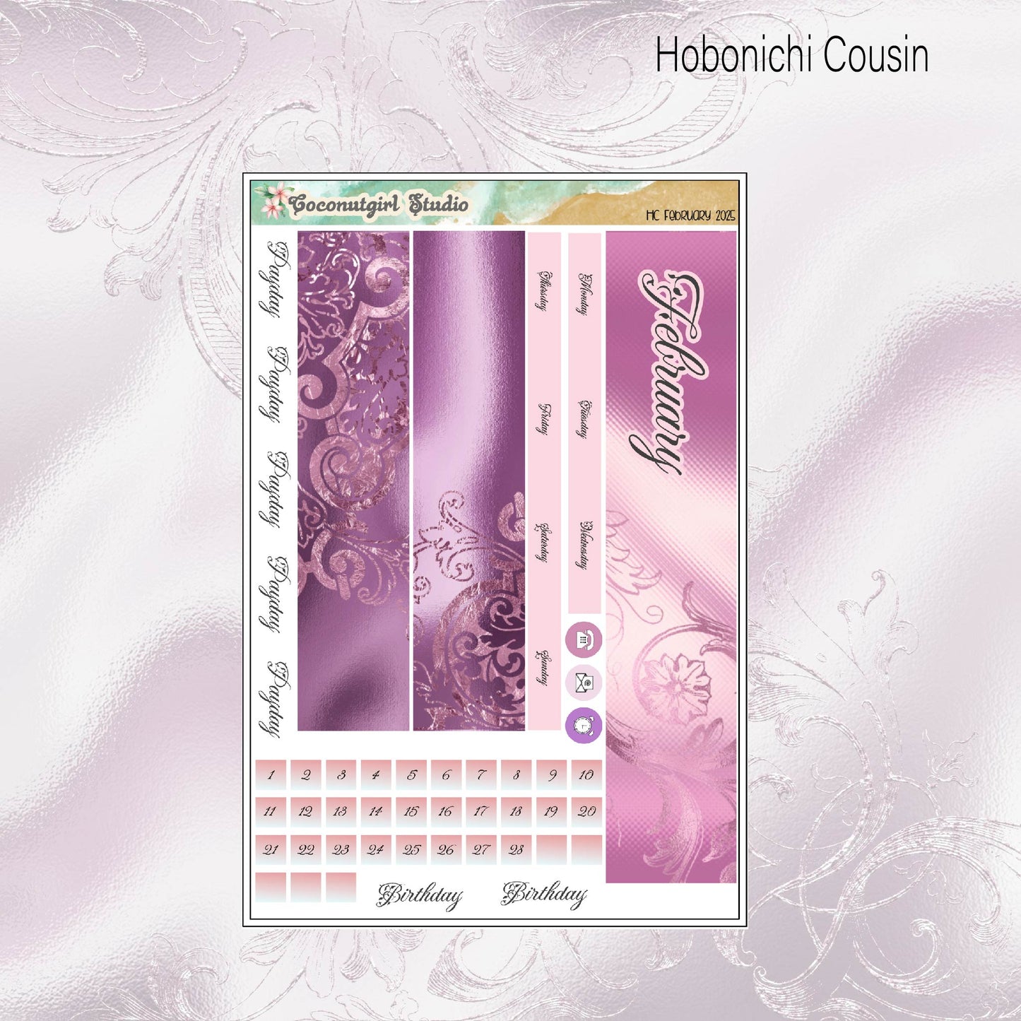 February Monthly Overview Kit planner stickers
